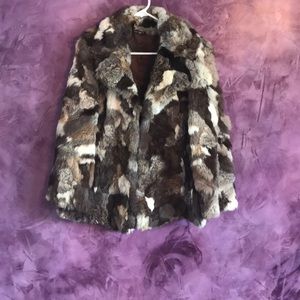 Rabbit Fur Coat – Multicolored, worn once
